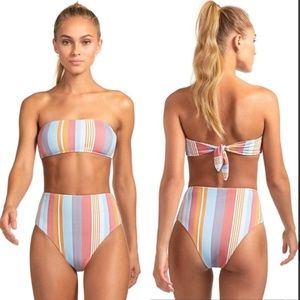 NWT VITAMIN A LUPE VERANO STRIPE ECORIBED BIKINI BOTTOM ONLY 14 XL